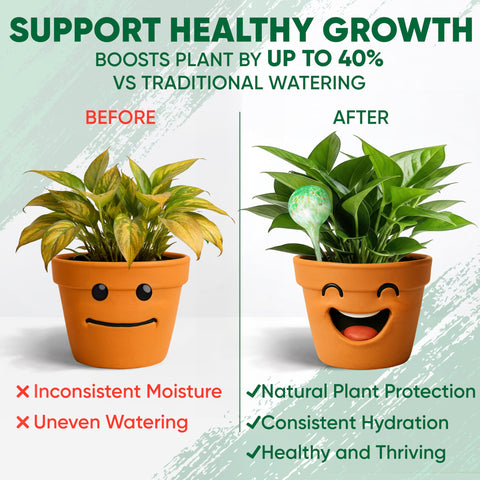 Mission Gallery globo insertado en maceta demostrando riego lento y manos libres