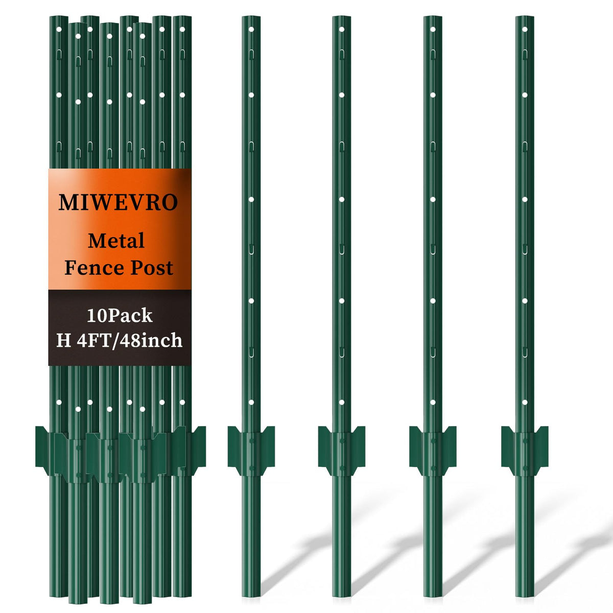 MIWEVRO poste U frontal verde mostrando forma y acabado duradero