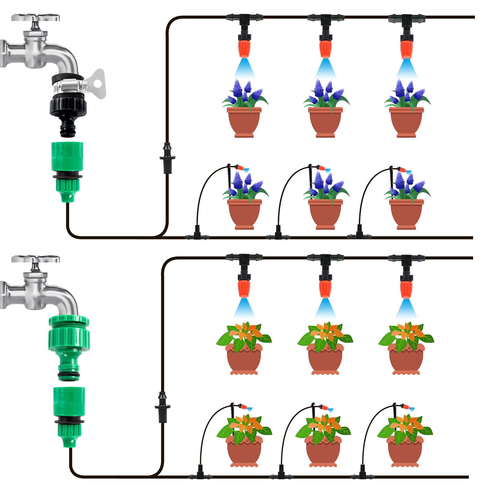 MIXC primer plano de boquillas ajustables para riego preciso y ahorro de agua