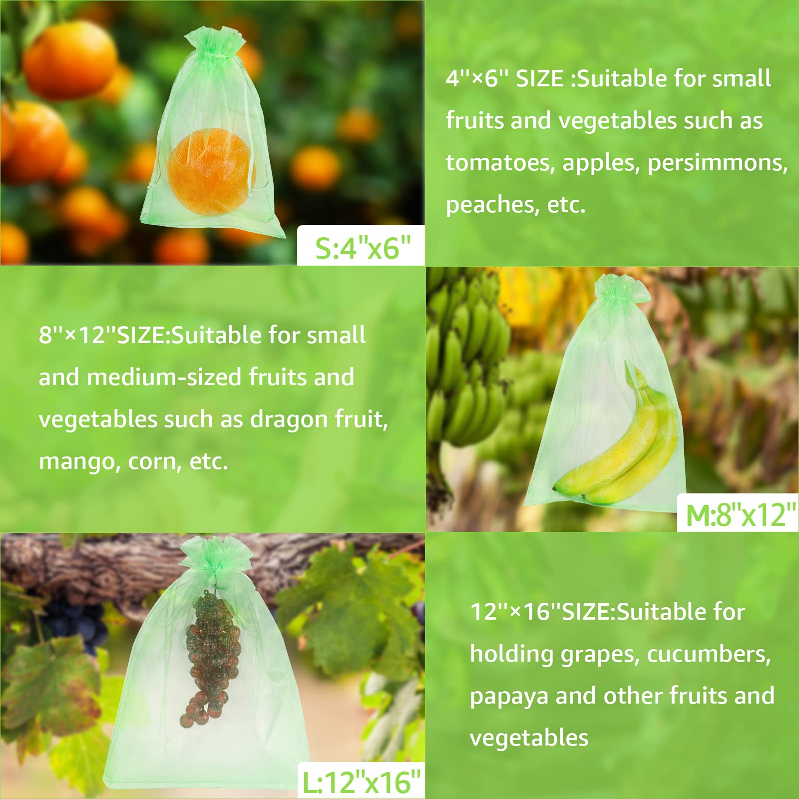 MIXC funda cubriendo fruta en árbol evitando aves e insectos