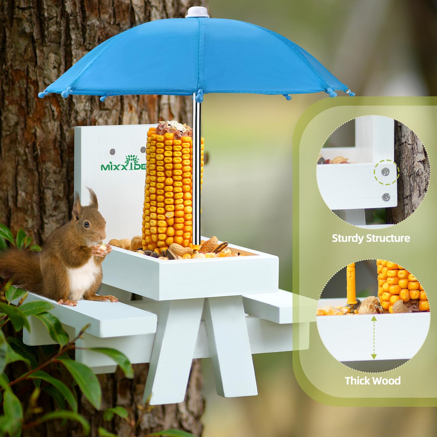 MIXXIDEA comedero fijado en árbol para instalación estable y segura