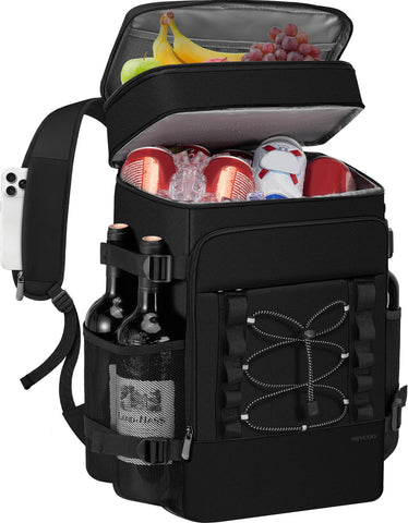 MIYCOO vista frontal de la mochila nevera con capacidad para 40 latas y organización