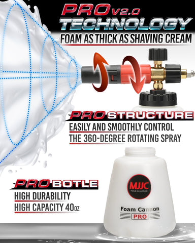 MJJC Foam Cannon Pro V2.0 espuma densa y cremosa cubriendo carrocería