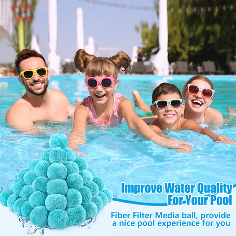MJZ piscina con agua clara tras usar las bolas indicando mejor calidad