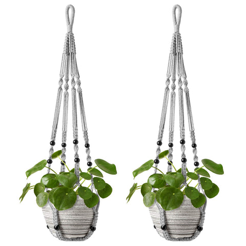 Mkono colgador macramé frontal mostrando diseño y cómo realza la planta