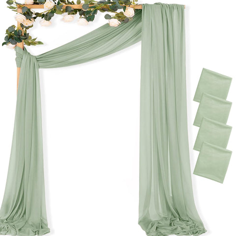 MLMC vista frontal del arco verde salvia con caída elegante