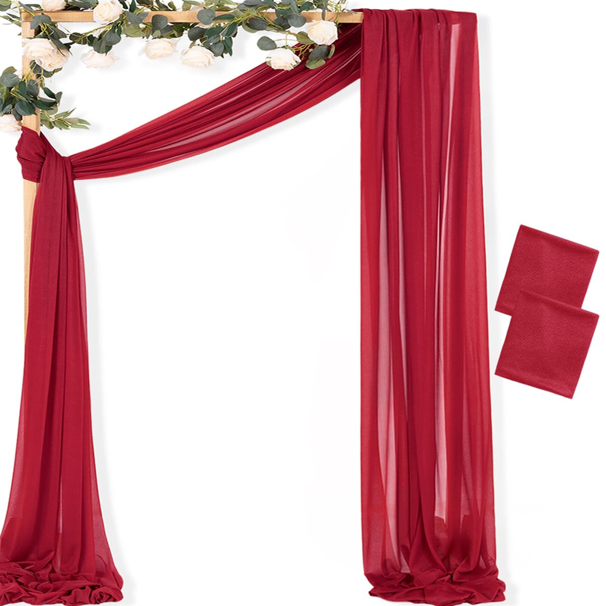 MLMC panel frontal de gasa roja mostrando caída elegante