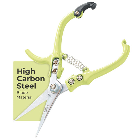Modern Sprout tijeras frontal mostrando diseño compacto y color chartreuse