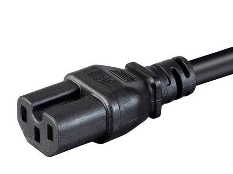 Monoprice cable conectado a PC y monitor en escritorio para alimentación confiable del equipo