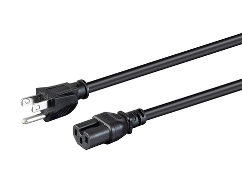 Monoprice vista frontal del cable con enchufe NEMA 5-15P y conector C15 mostrando compatibilidad