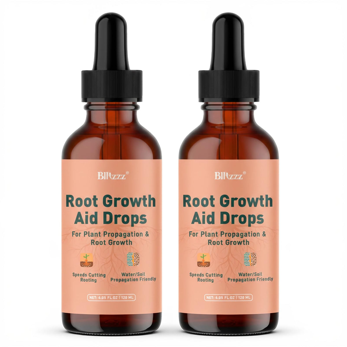Montorchid Root Drops vista frontal con envase práctico y beneficios de enraizamiento