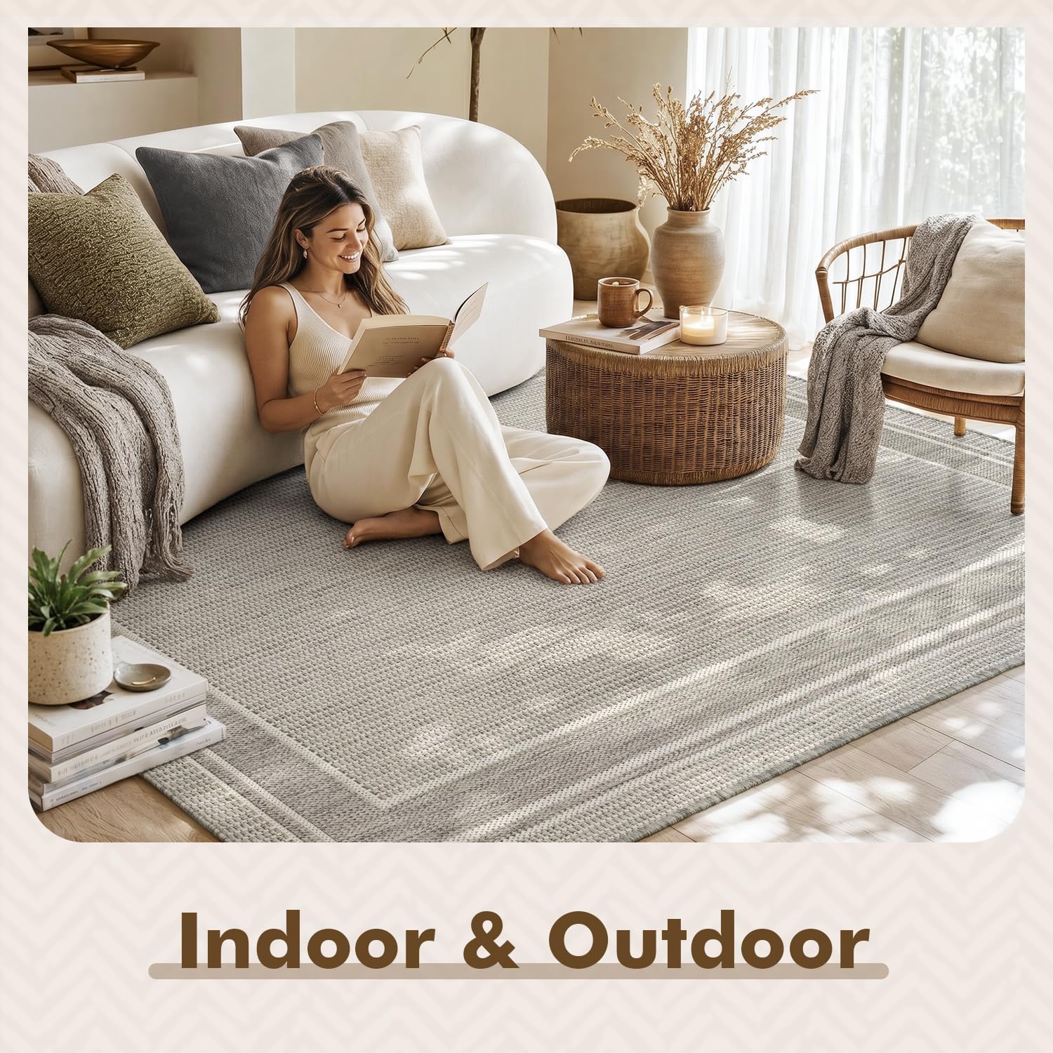MontVoo alfombra colocada en patio con muebles, aporta estilo y confort exterior