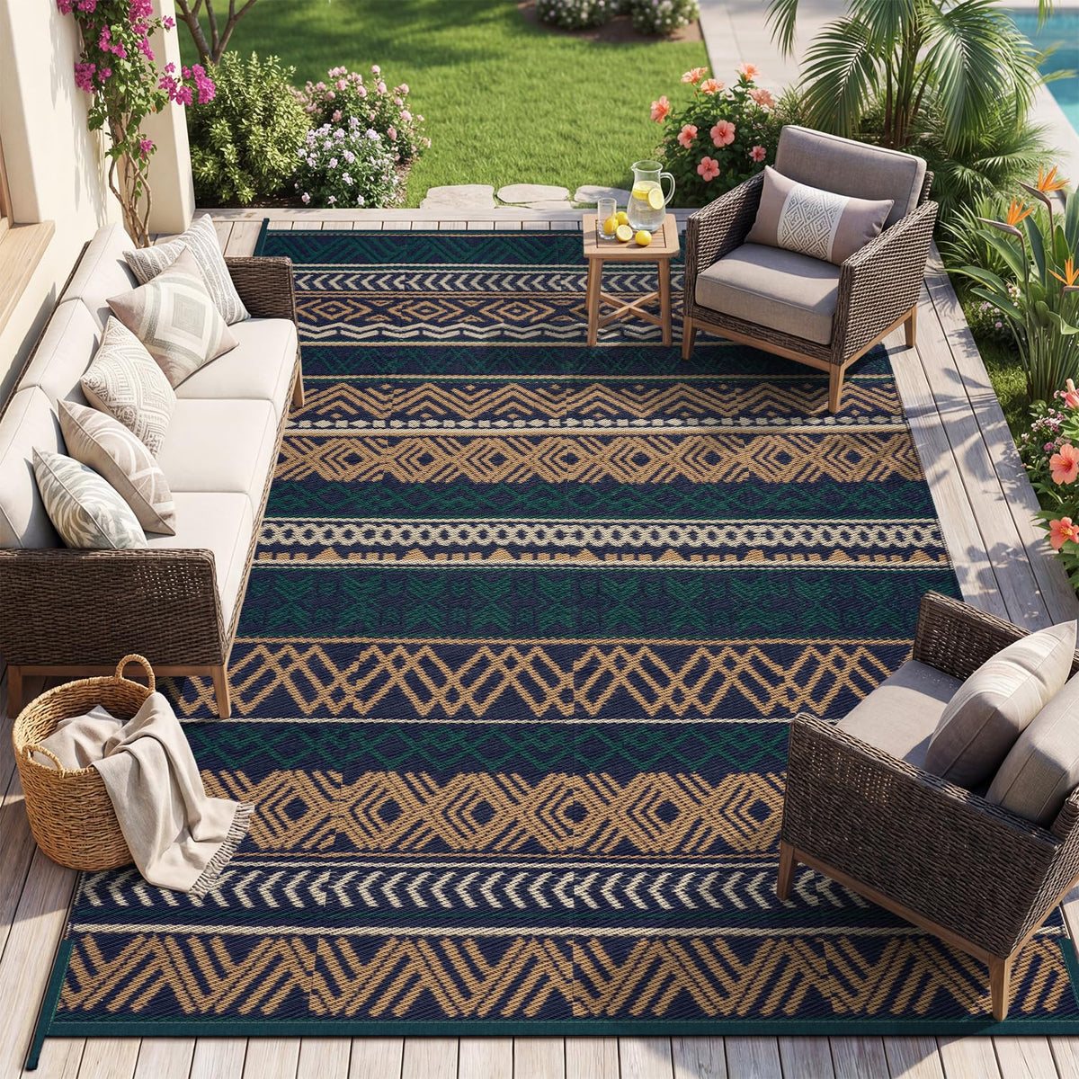 MontVoo alfombra exterior frontal mostrando diseño y tamaño práctico