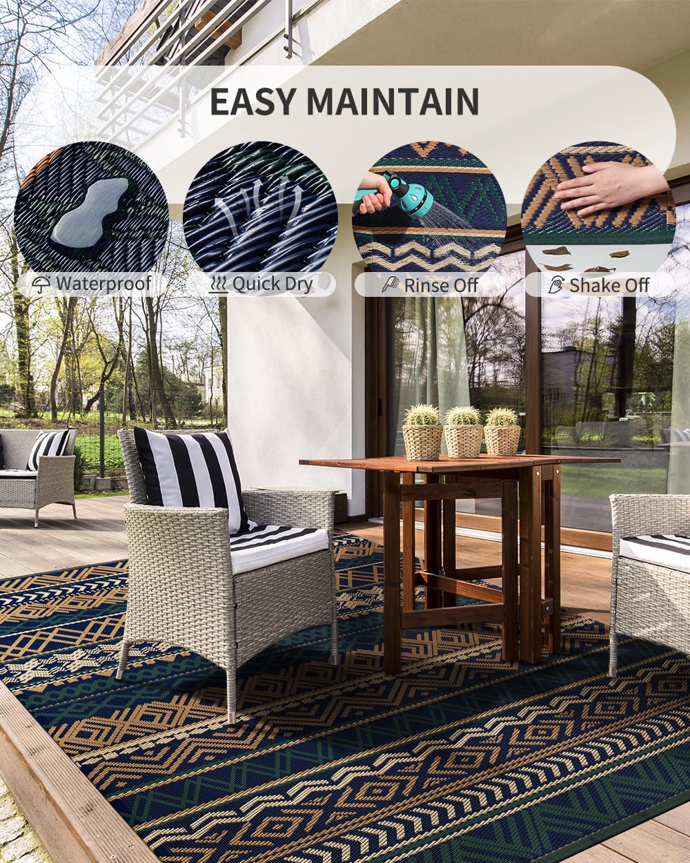 MontVoo alfombra reversible mostrando ambas caras para cambiar estilo