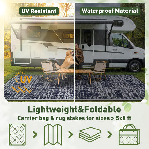MontVoo alfombra 5x8 extendida para comparar escala y cobertura