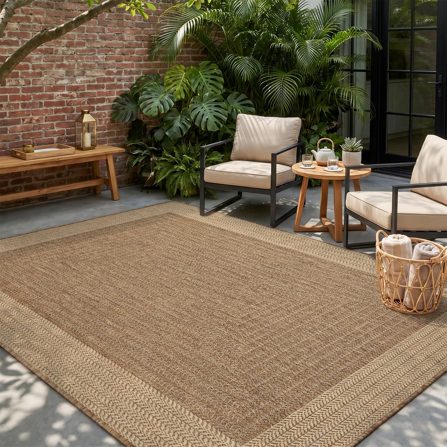 MontVoo alfombra junto a muebles para mostrar escala y combinación estética