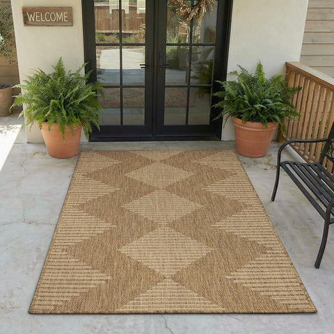 MontVoo vista frontal de alfombra 3x5 mostrando patrón boho y beneficio estético