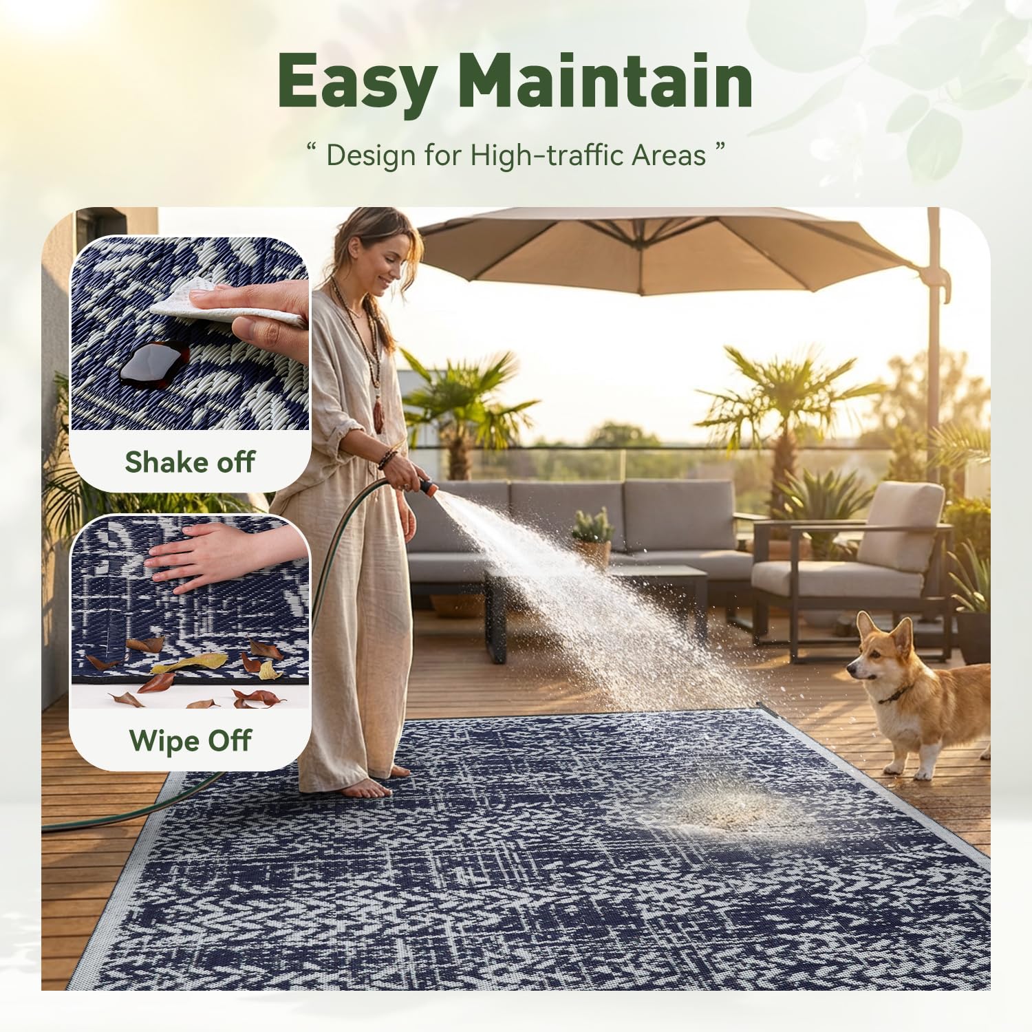 MontVoo alfombra reversible mostrando ambos lados para variar estilo