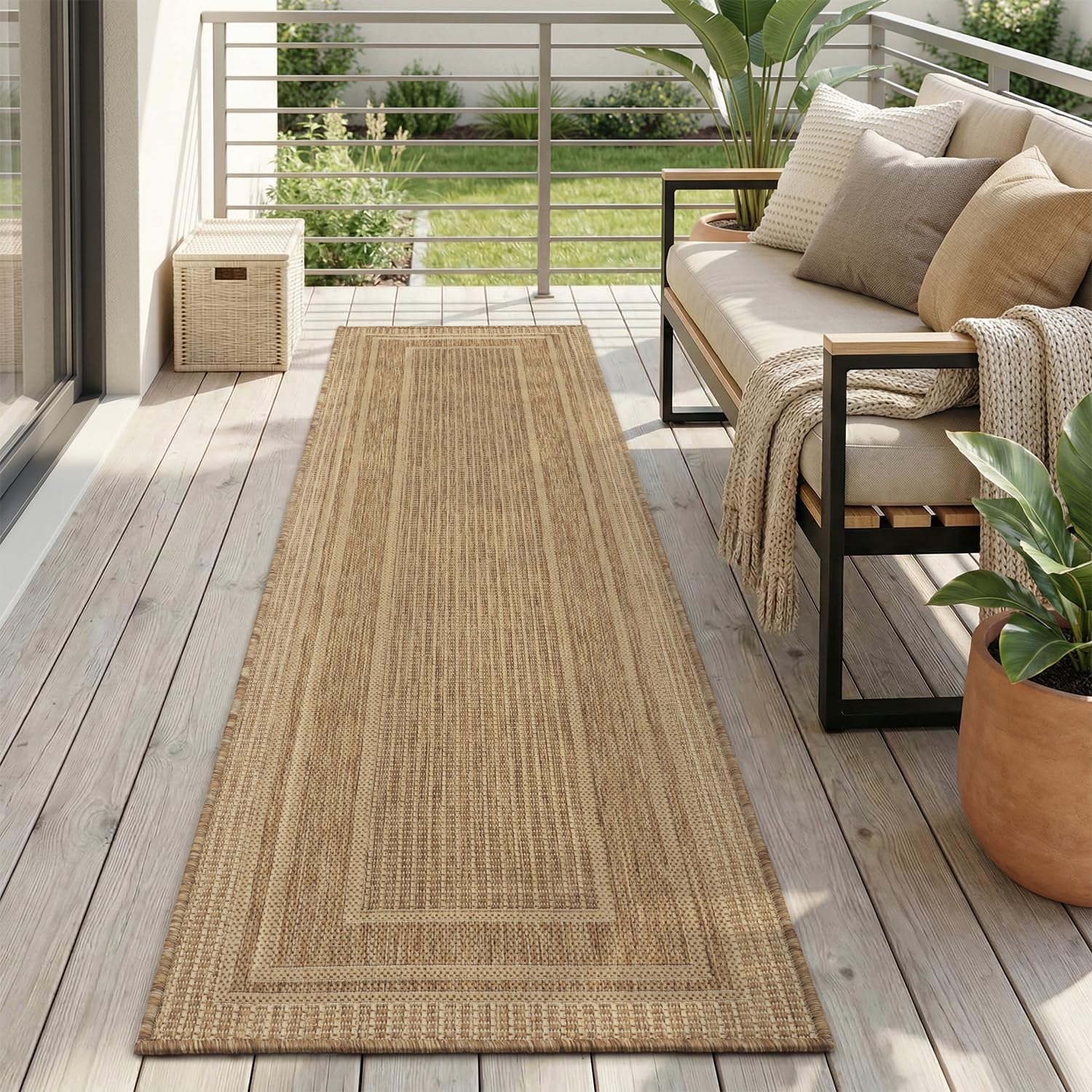 MontVoo runner frontal 2x8 ft mostrando patrón neutro y resistencia