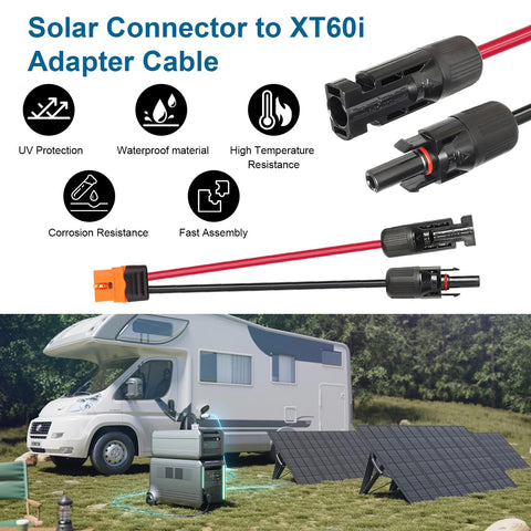 MOOKEERF cable conectado a panel y generador en camping, energía portátil