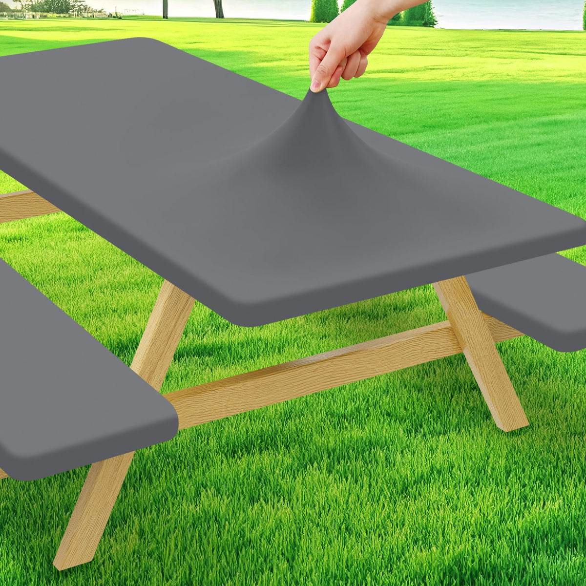 Moosfor vista frontal de la funda que protege y embellece la mesa