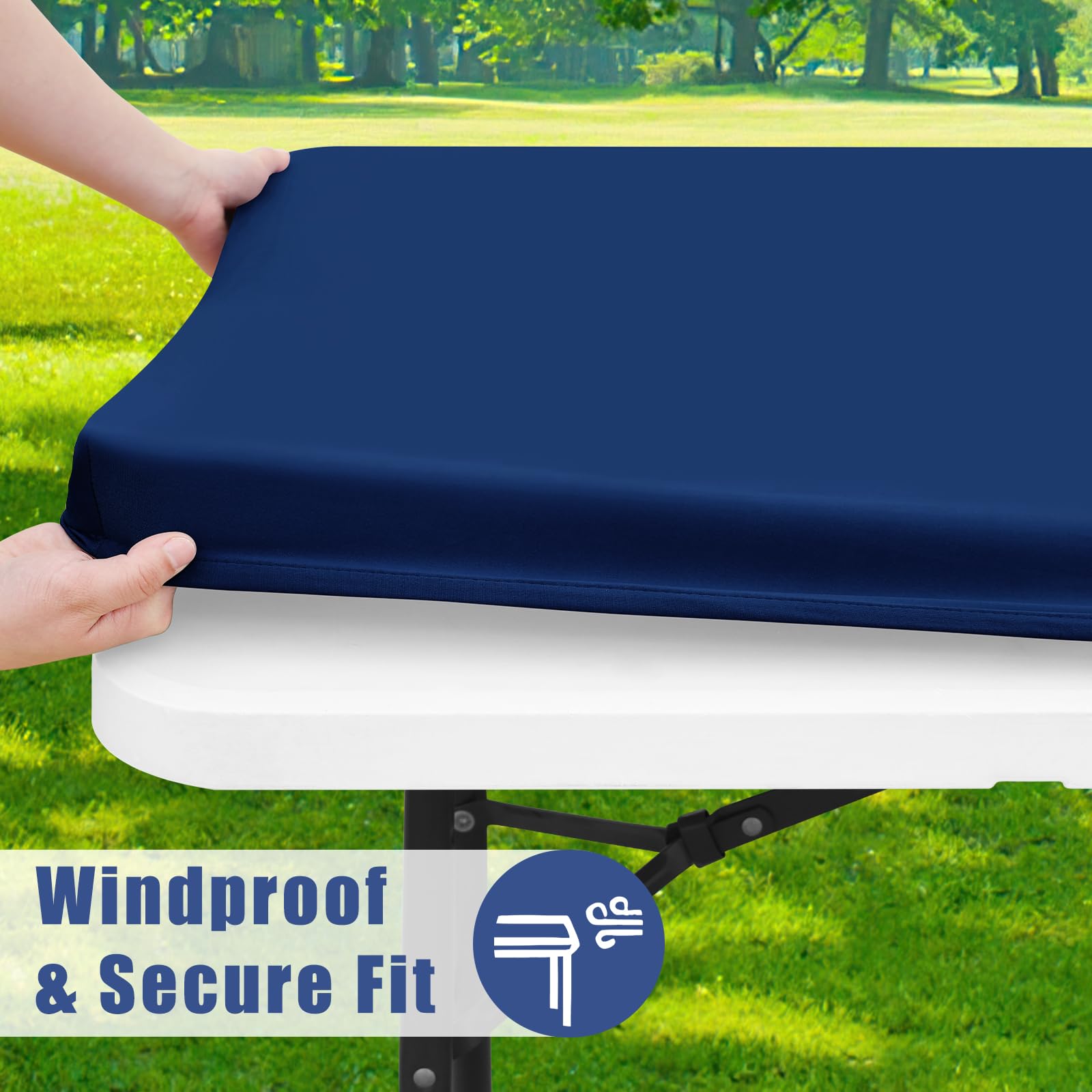 Moosfor mantel instalado en mesa de picnic demostrando uso en exteriores