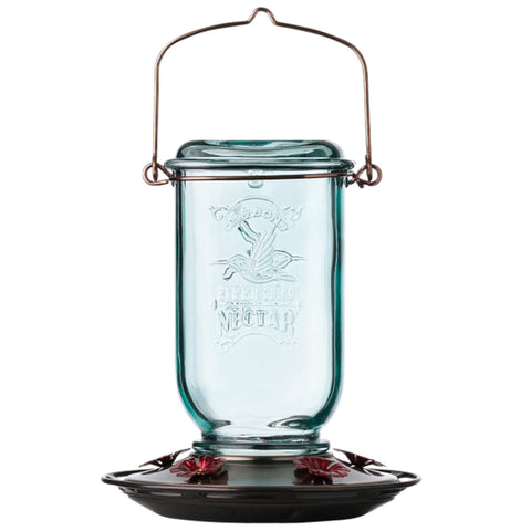 Comedero More Birds mason jar frontal mostrando cinco puertos y estética vintage
