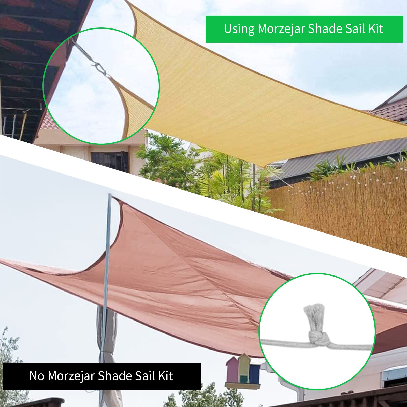Morzejar instalación de vela en patio con kit, protección solar y estética
