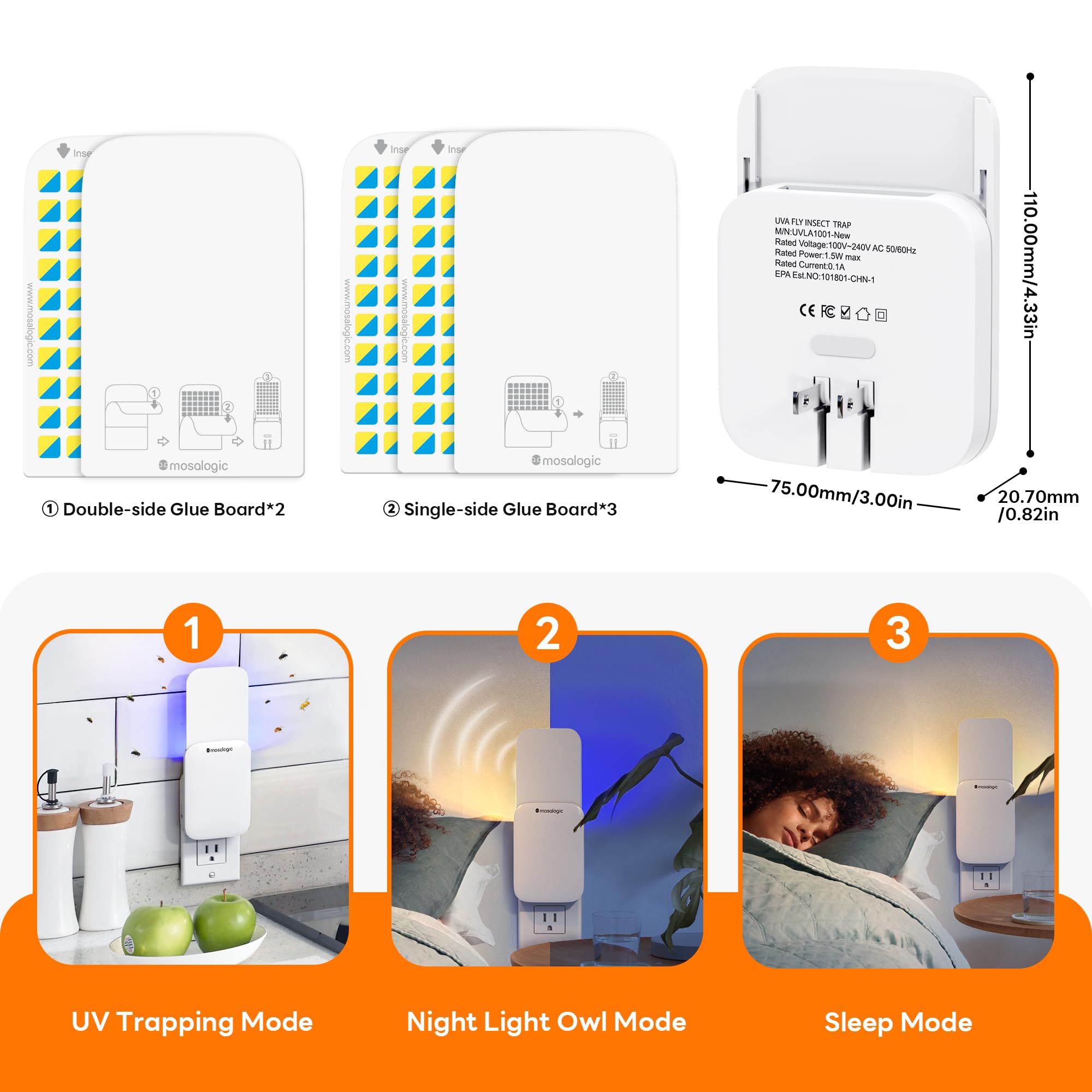 mosalogic detalle de luz UV demostrando atracción intensa para insectos