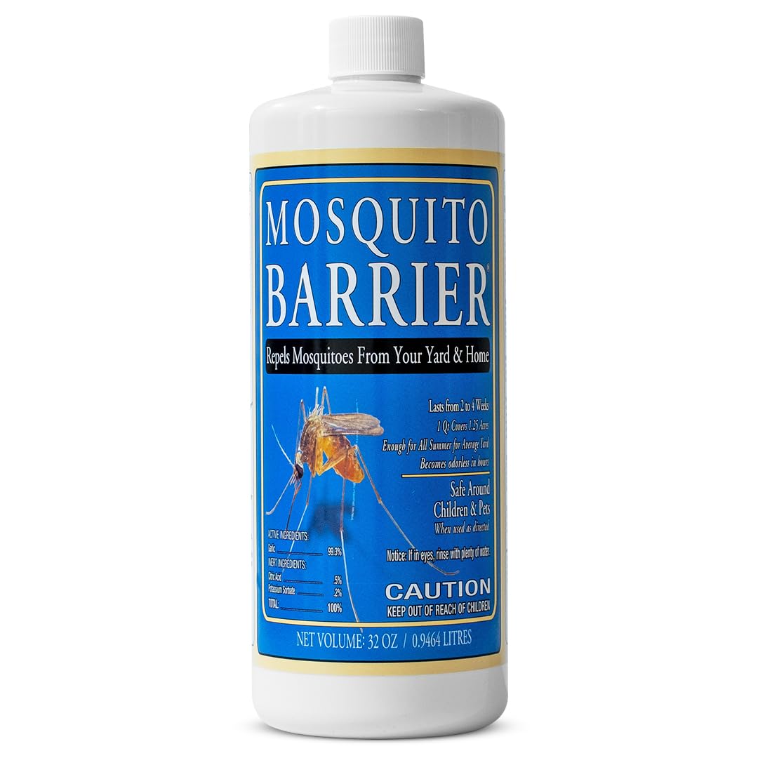 Mosquito Barrier botella frontal 32 oz mostrando envase y beneficio de cobertura amplia