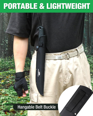 Mossy Oak machete en uso en campo para despejar sendero