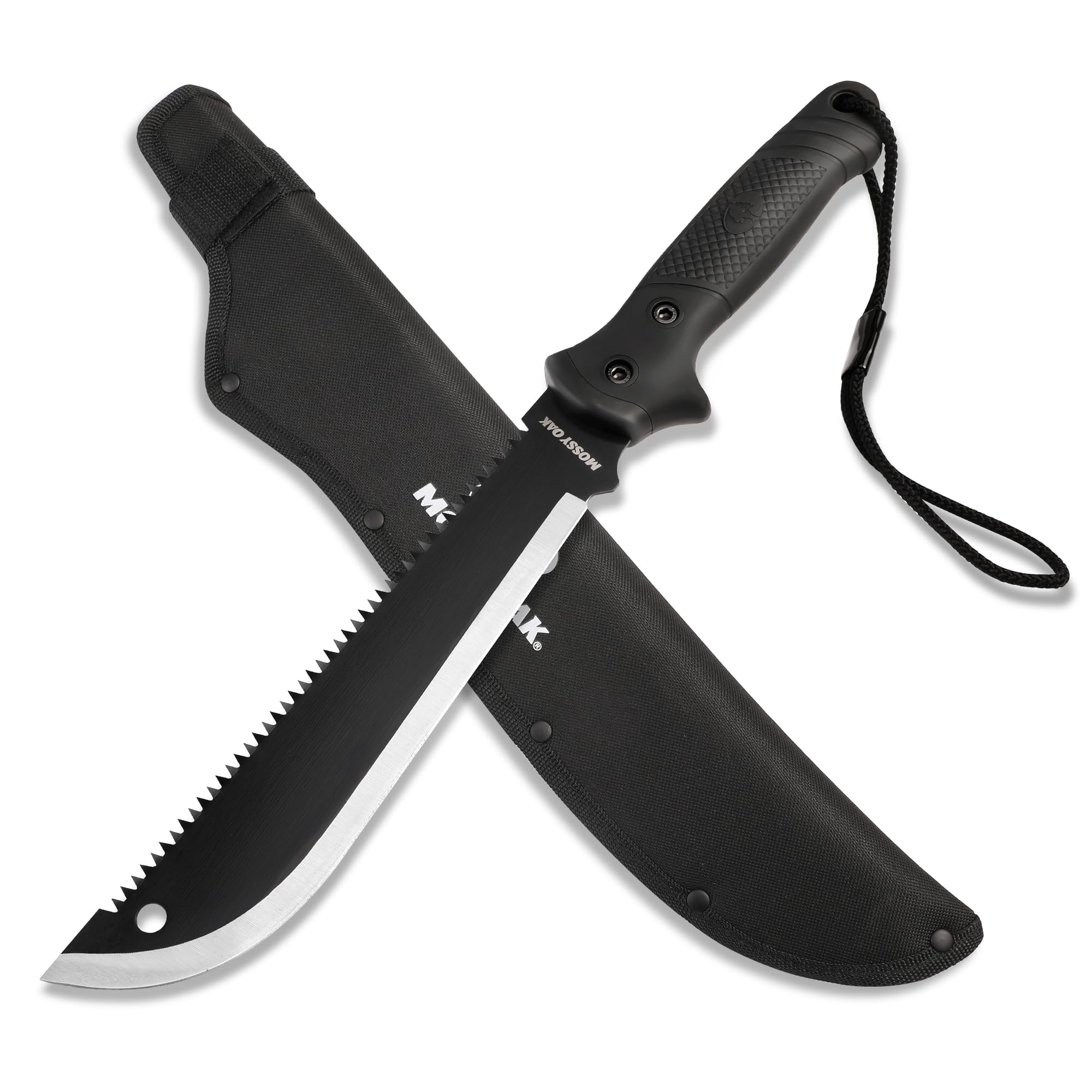 Mossy Oak machete 19" frontal mostrando la forma y filo