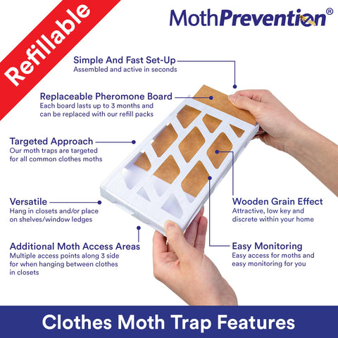 MothPrevention primer plano adhesivo atrapa más polillas