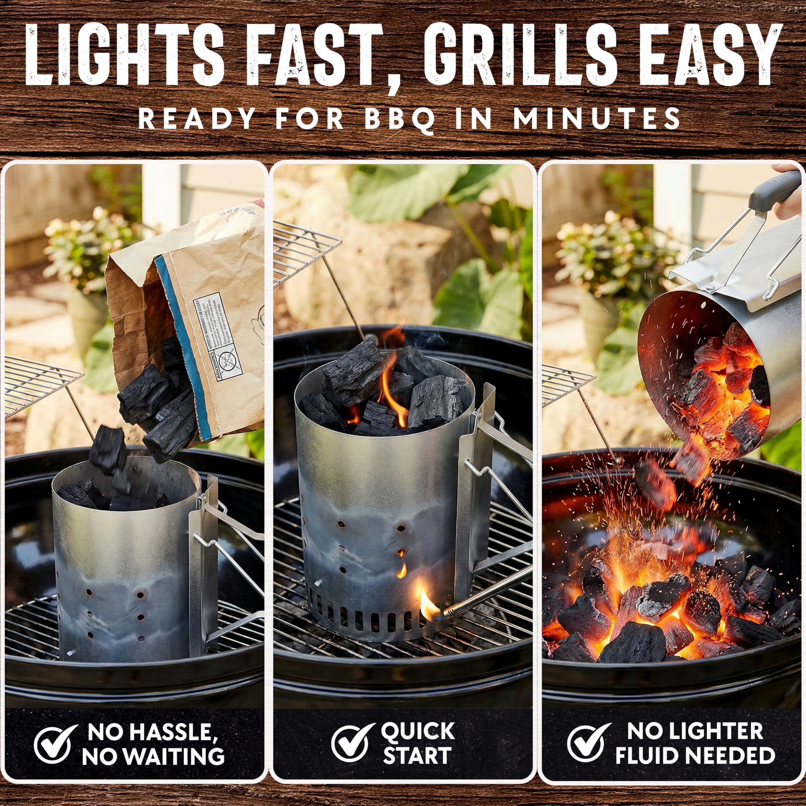 Mr. Bar-B-Q comparación de tamaño del saco 16 lb ideal para varias sesiones