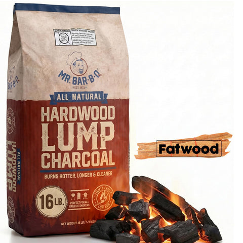 Mr. Bar-B-Q empaque frontal 16 lb con información clara y fácil almacenamiento