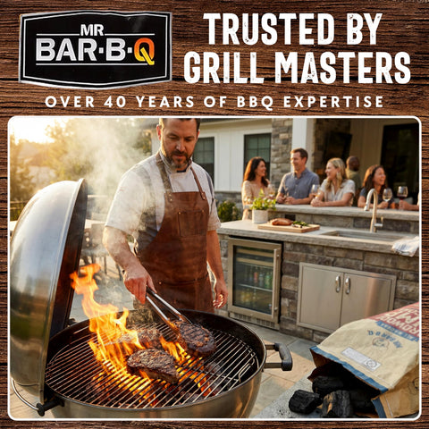 Mr. Bar-B-Q escena de parrilla al aire libre mejora sabor y experiencia social
