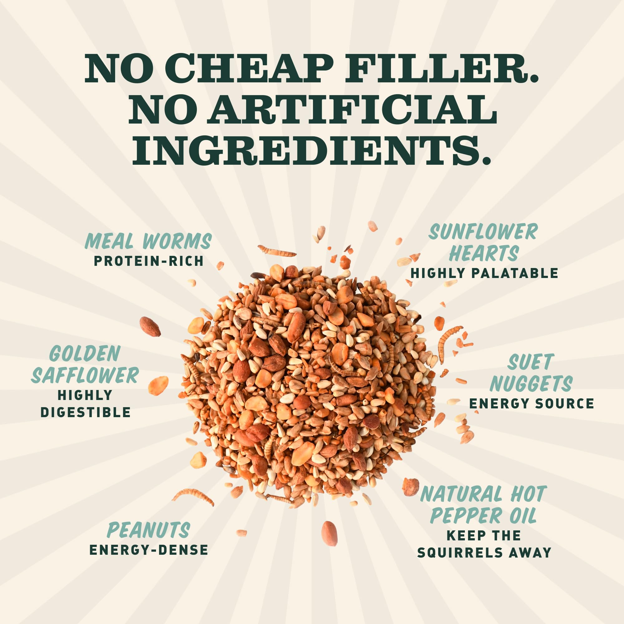 Mr. Bird etiqueta con lista de ingredientes y origen familiar