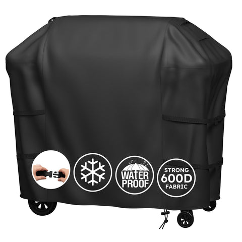 MR. COVER vista frontal de la funda protegiendo parrilla Weber, protección total