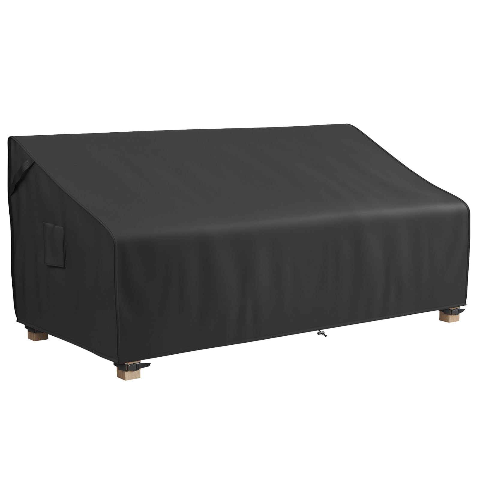 MR. COVER vista frontal de la funda para sofá 3 plazas protegiendo muebles exteriores