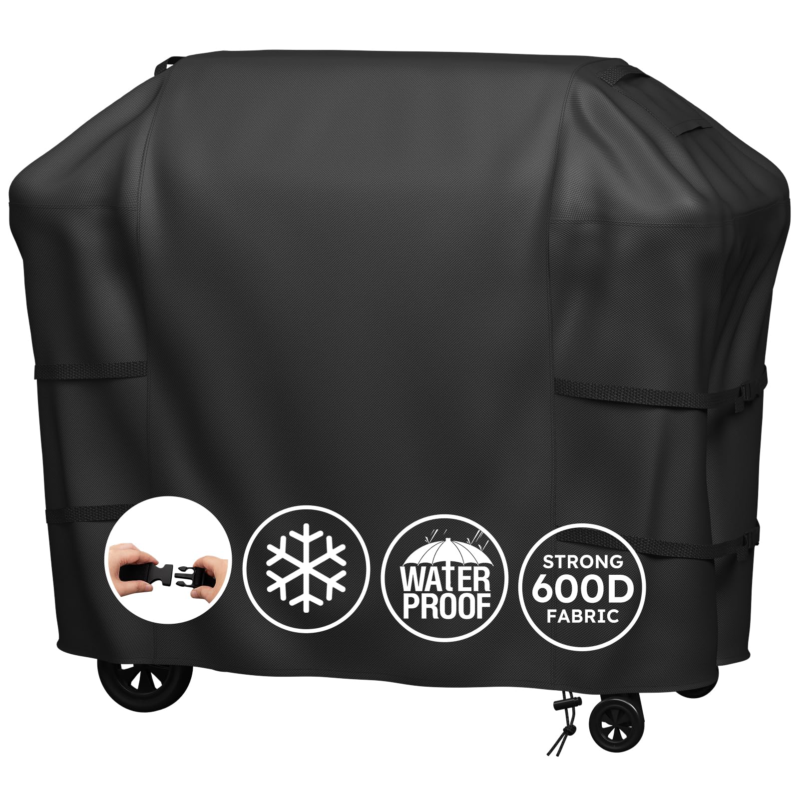 MR. COVER funda frontal cubriendo completamente parrilla Weber Spirit y protegiendo pintura