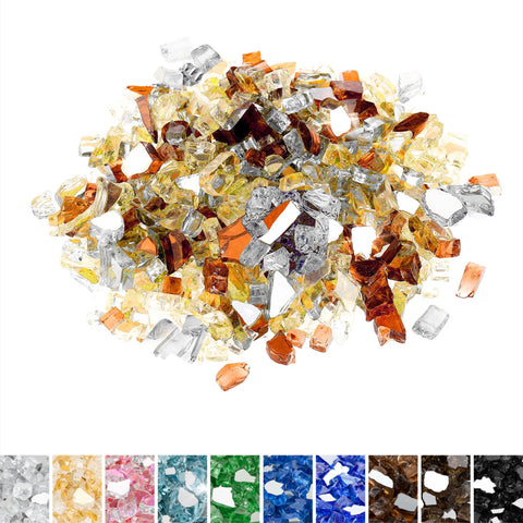 Mr. Fireglass empaque frontal mostrando mezcla cobre oro platino y cantidad 10 lbs