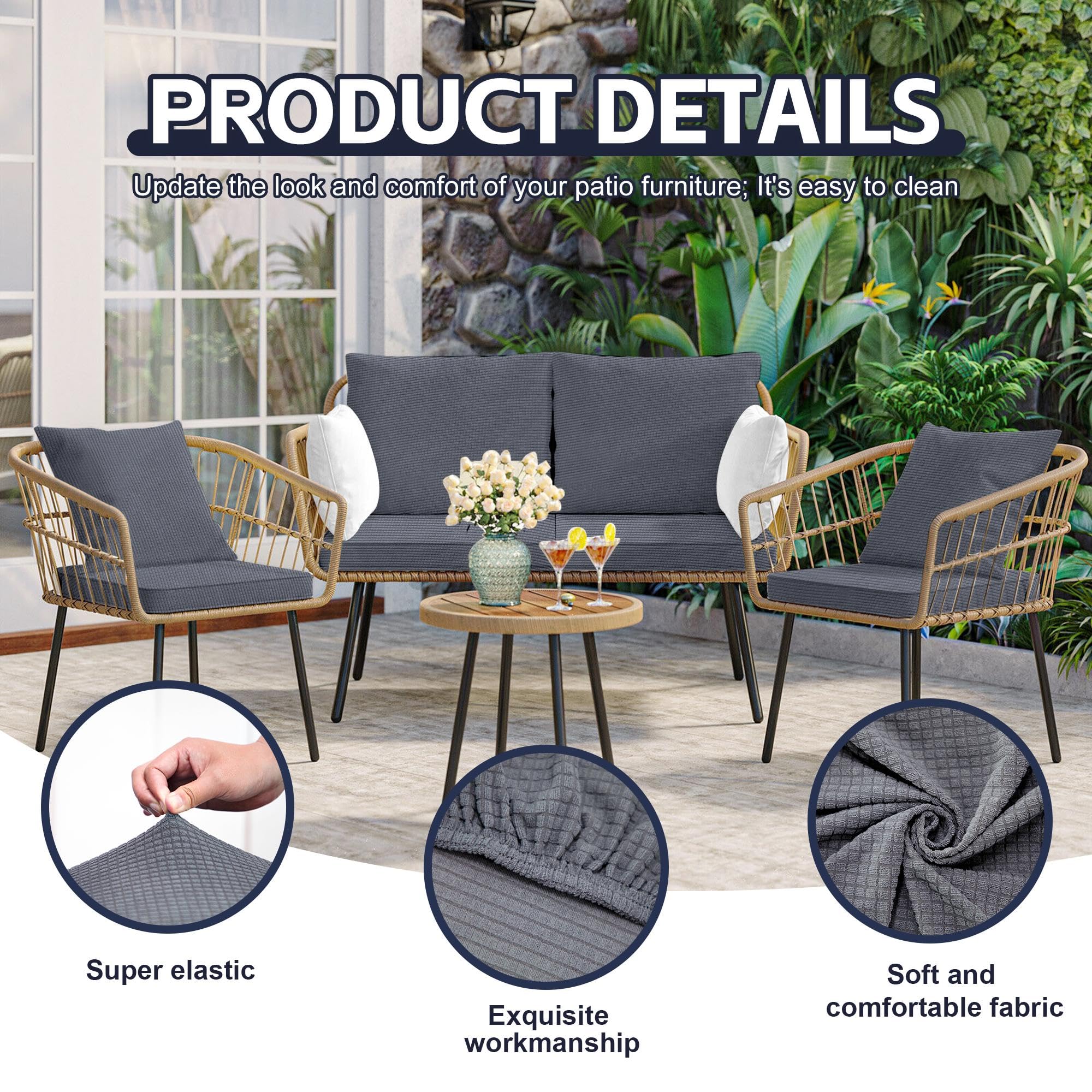 MRGSDL funda colocada en cojín en terraza, aporta protección estética