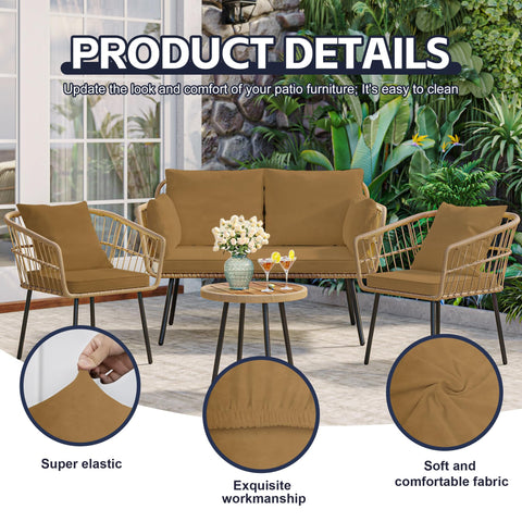 MRGSDL funda colocada en sofá de patio protegiendo y embelleciendo