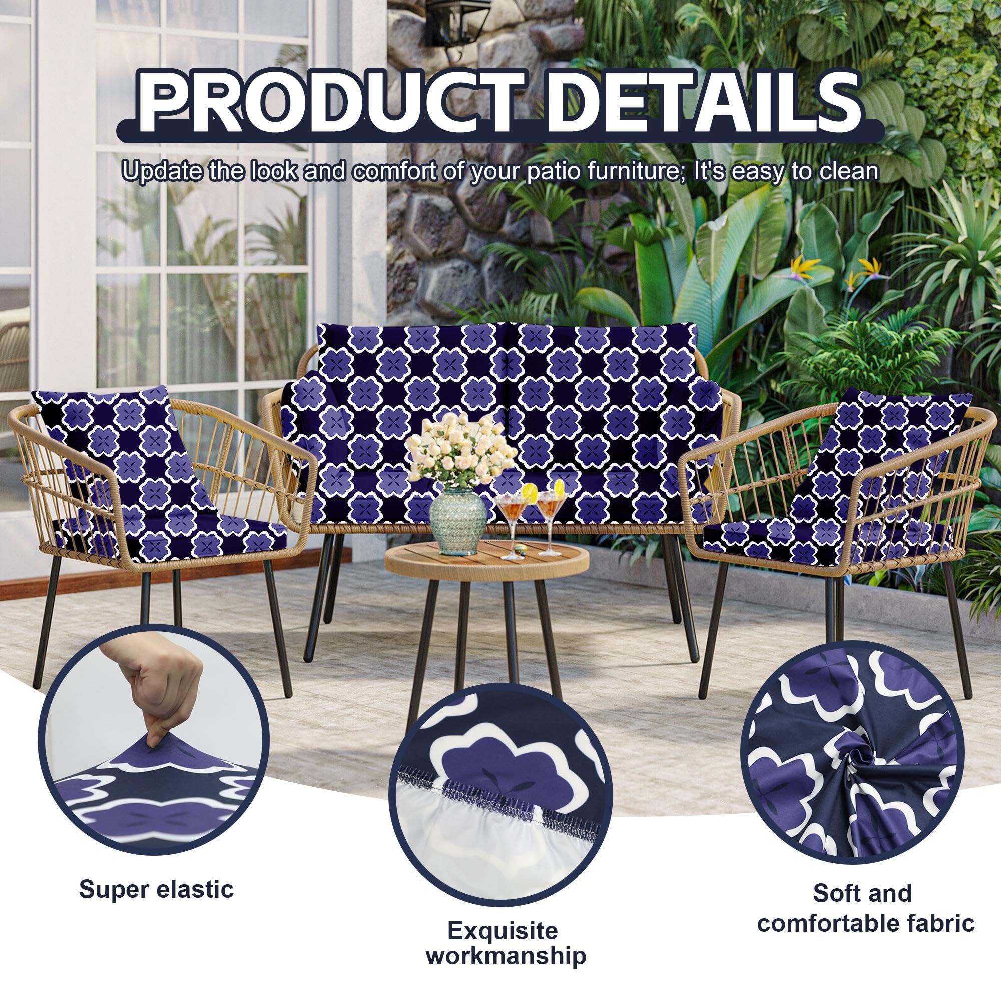 MRGSDL fundas en uso sobre sofás de terraza aportando protección