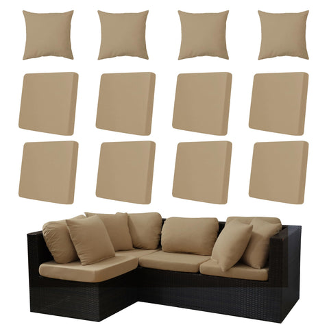 MRGSDL vista frontal del set de fundas para 8 asientos y 4 almohadas, aspecto renovado