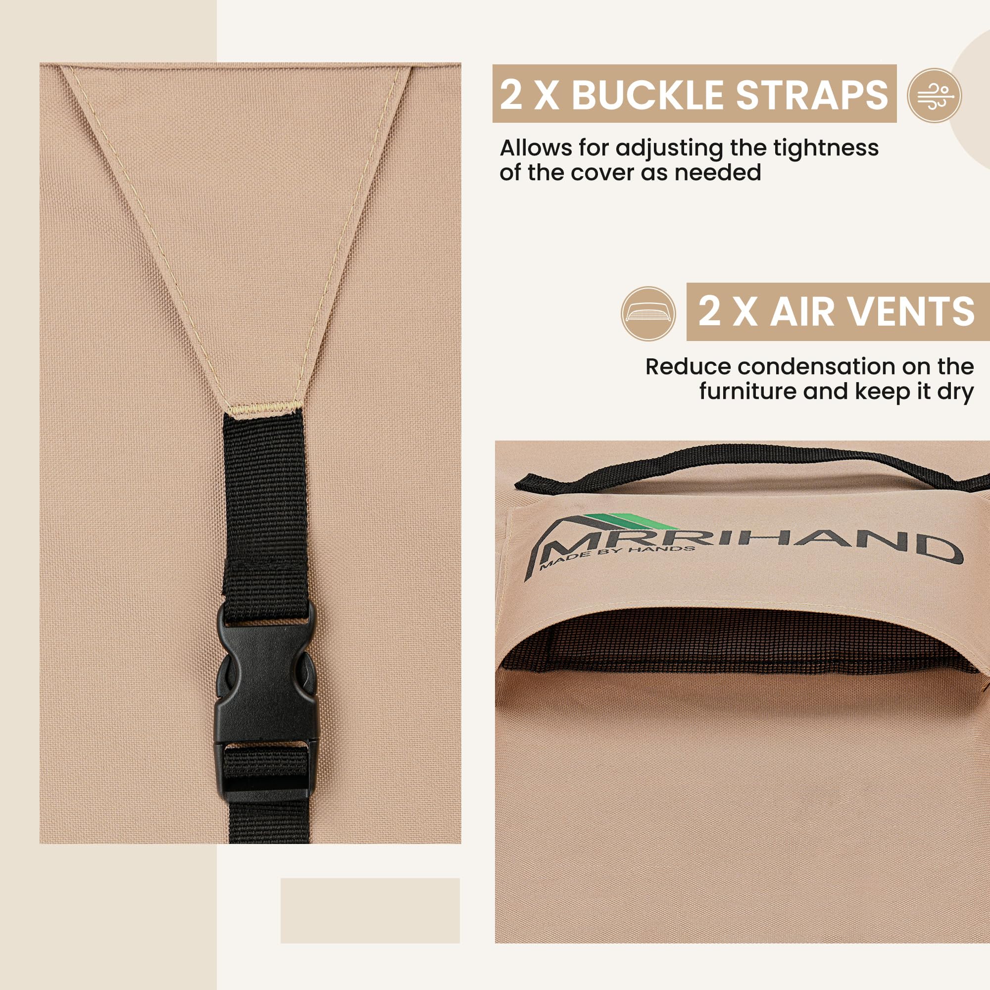 Mrrihand correas click-close y cordón que aseguran la funda en viento