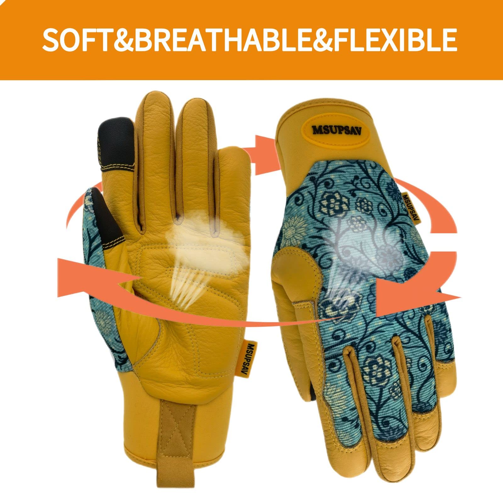MSUPSAV guantes colocados en jardín mostrando aplicación en cultivo