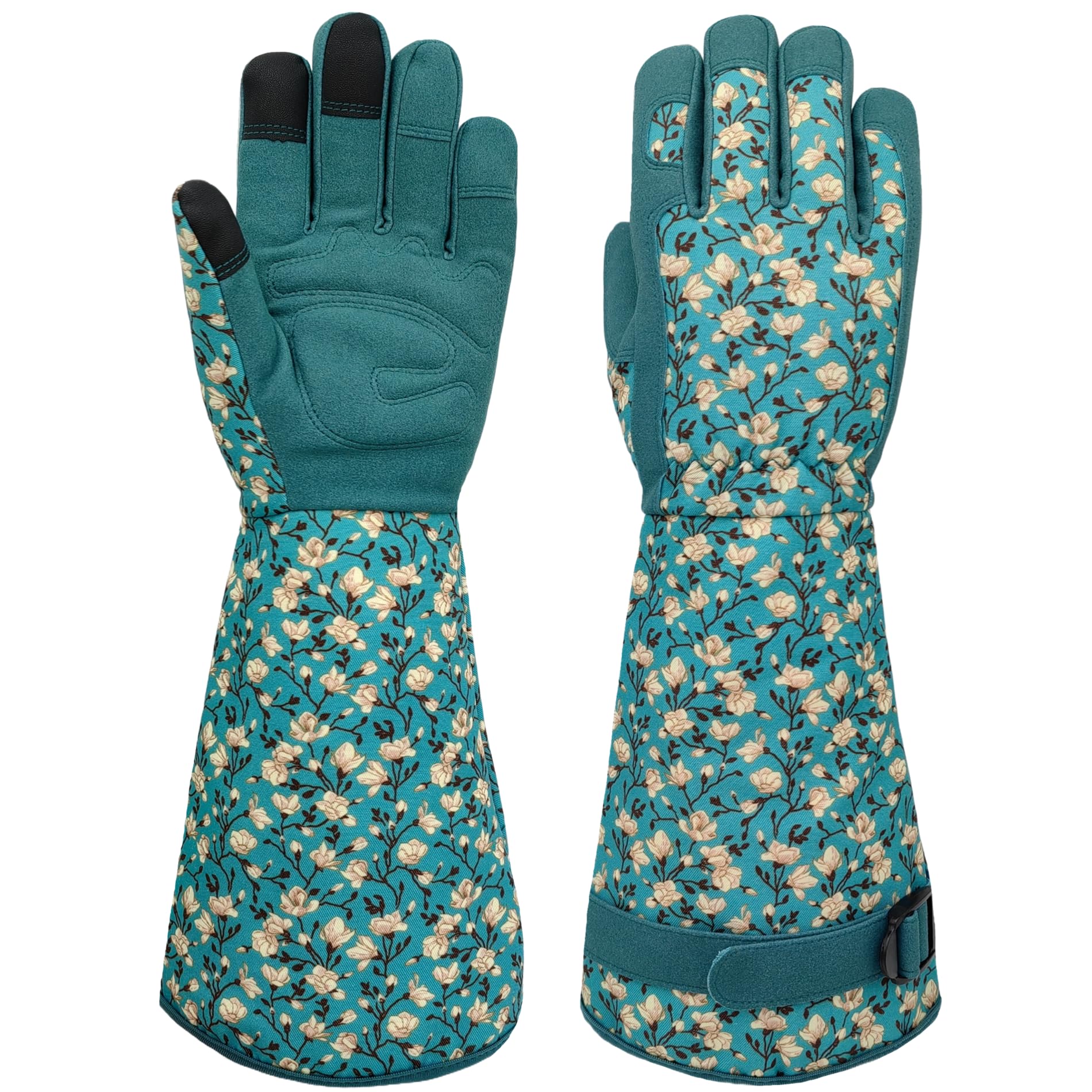 MSUPSAV vista frontal de los guantes con diseño floral y protección completa
