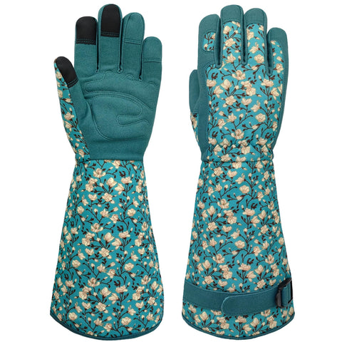 MSUPSAV vista frontal de los guantes con diseño floral y protección completa