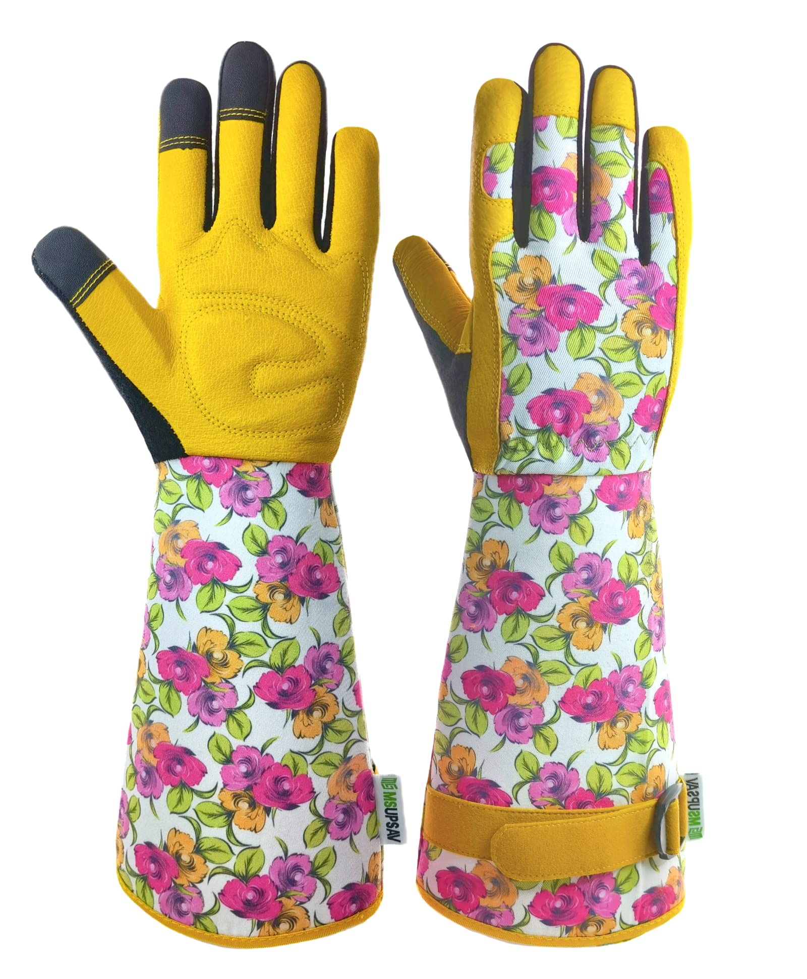 MSUPSAV guantes vista frontal, protección y estilo floral
